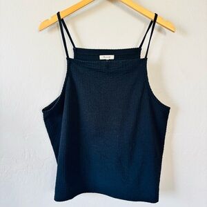 Madewell seersucker black apron tank